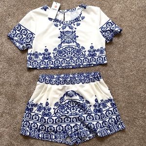 Brand new never worn two piece shirt and shorts